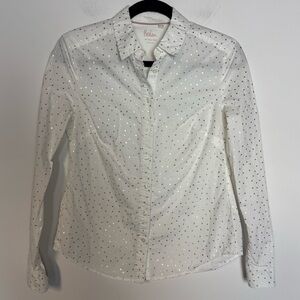 Boden The Classic Shirt White Button-Up with Silver Dots